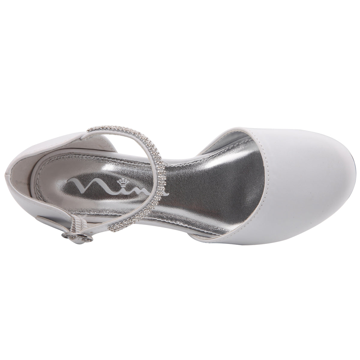 Nina Shoes Girls Cera White Dress shoes with Rhinestones
