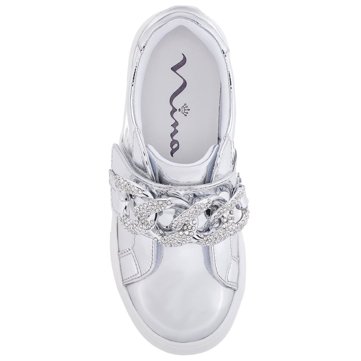 Nina Shoes Girls Emaleigh Silver Metallic Low Top Slip-on Sneakers