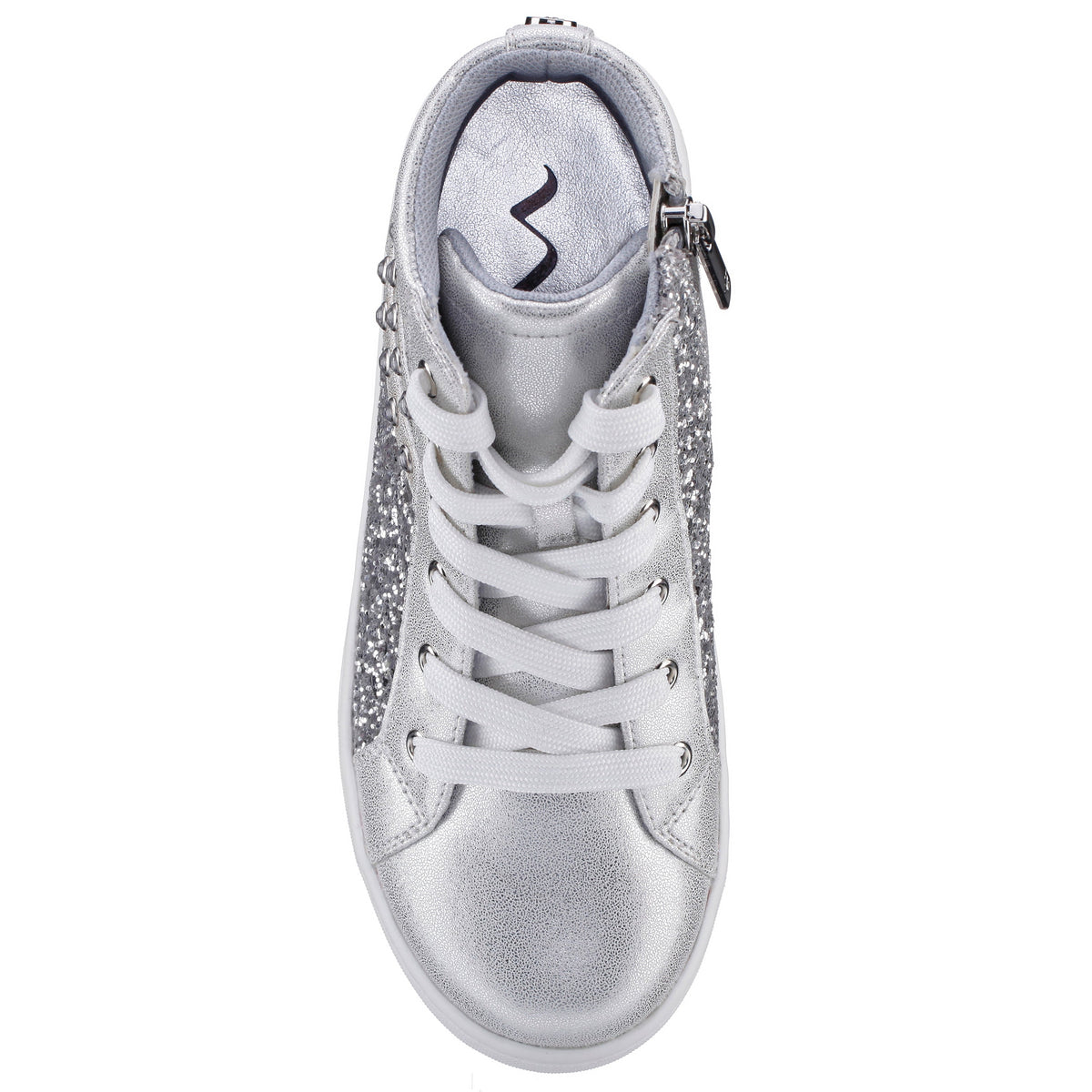 Nina Shoes Girls Michaela Silver Glitter High Top Sneakers