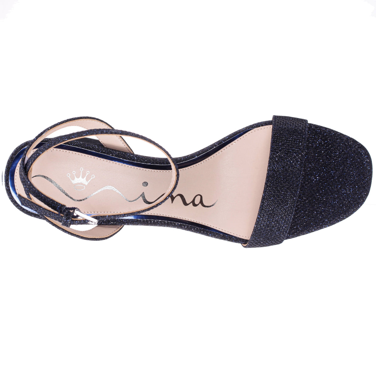 Nina Shoes Bergen Blue Textured Block-Heel Platform Sandals