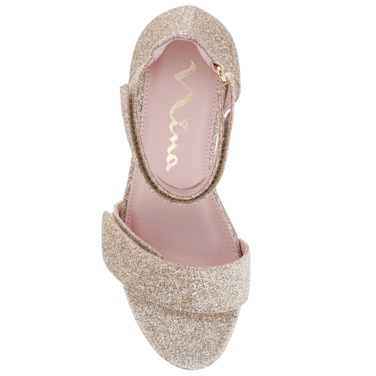 Nina Shoes Girls Rejina Gold Glitter Adjustable Dress Sandals
