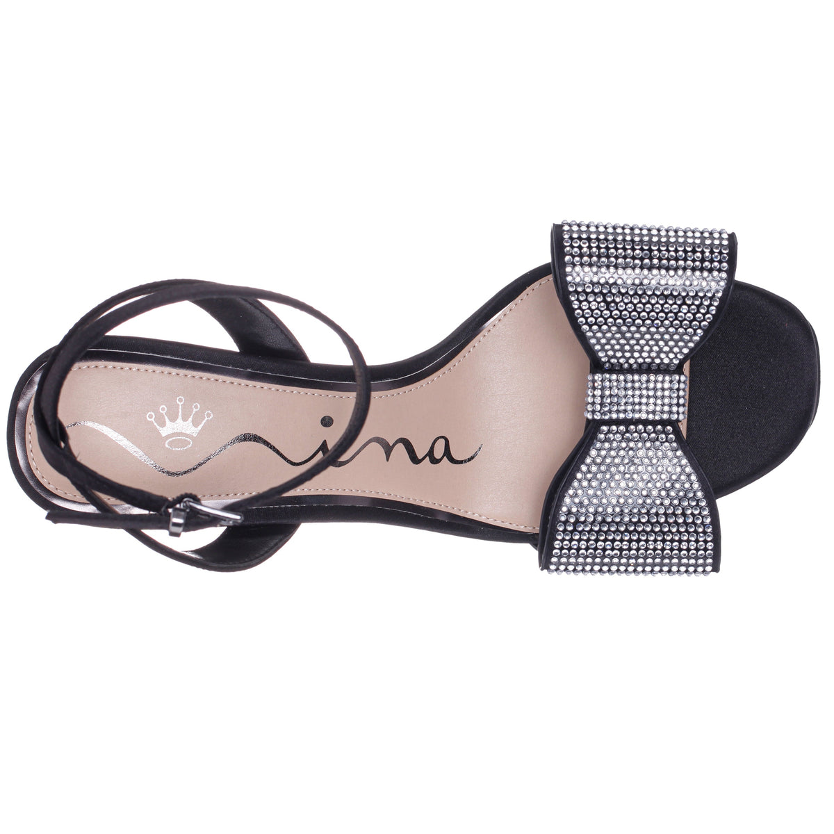 Nina Shoes Agusta Black Satin Bow Ultra High Platform Sandals