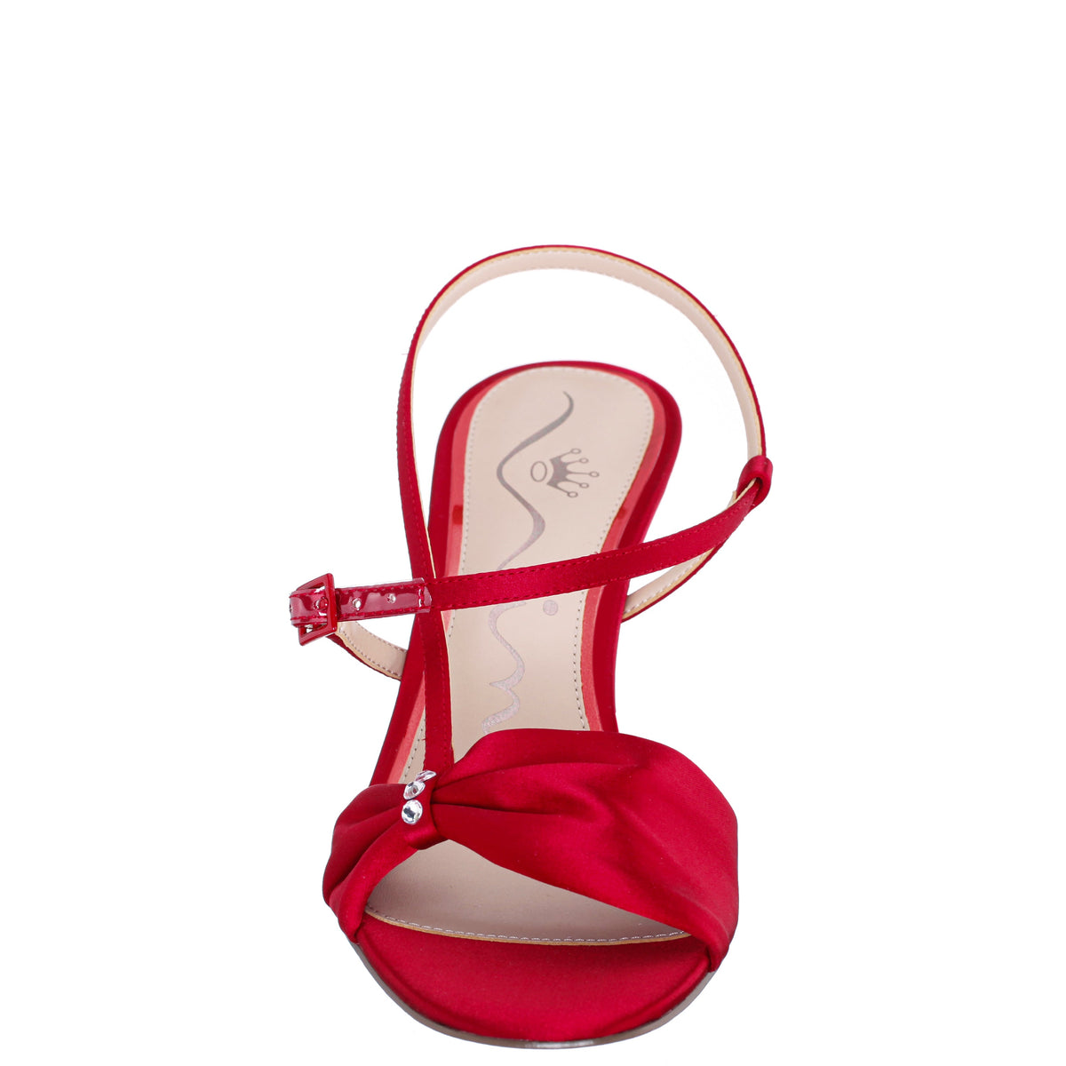 Nina Shoes Brigida Red Rouge Satin Mid-Heel Sandal