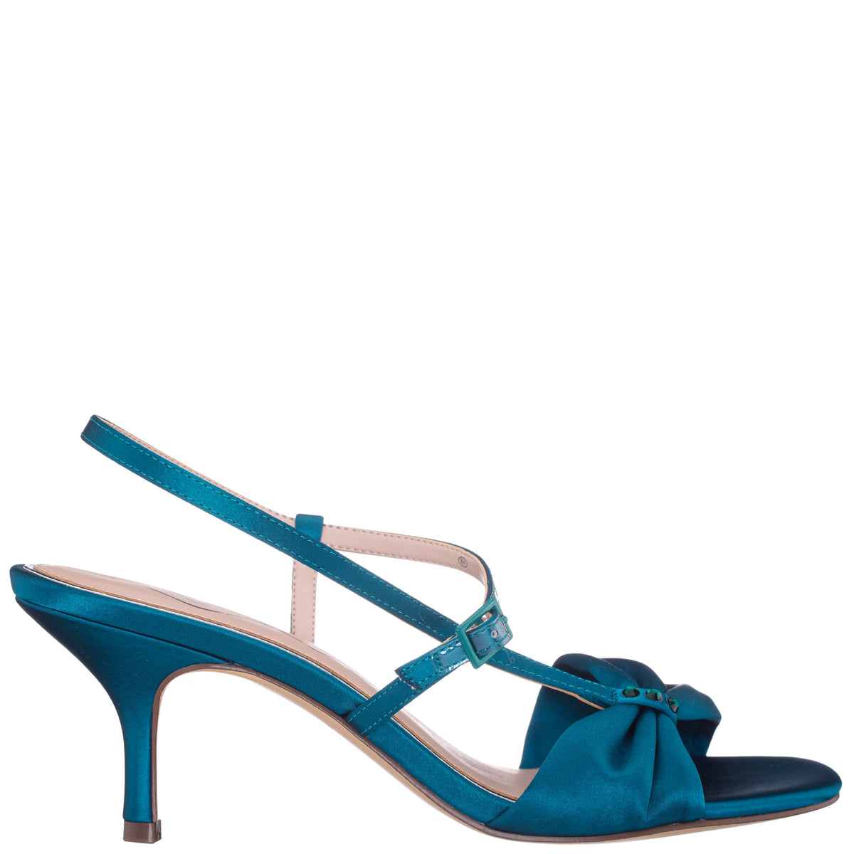 Nina Shoes Brigida Blue Satin Mid-Heel Sandal