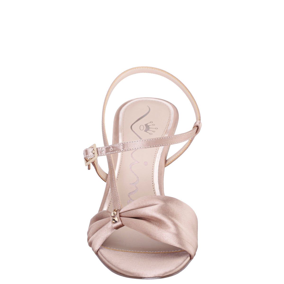 Nina Shoes Brigida Brown Satin Mid-Heel Sandal