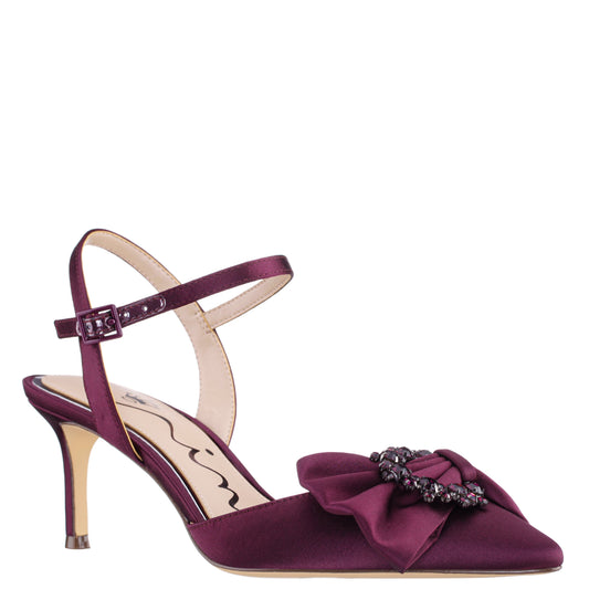 Nina Shoes Naomia Red Satin Mid-Heel Pump