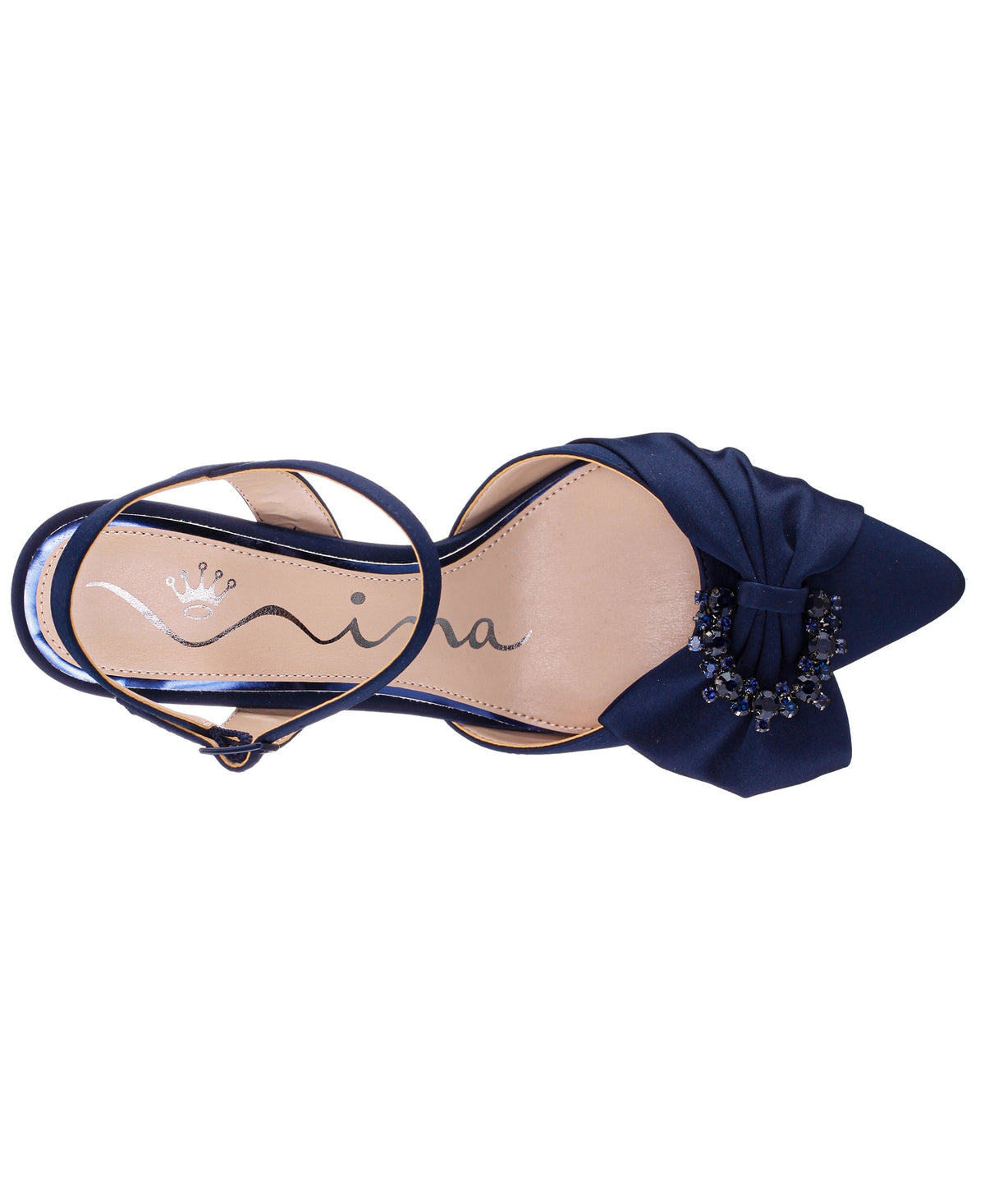 Nina Shoes Naomia Blue Satin Mid-Heel Pump