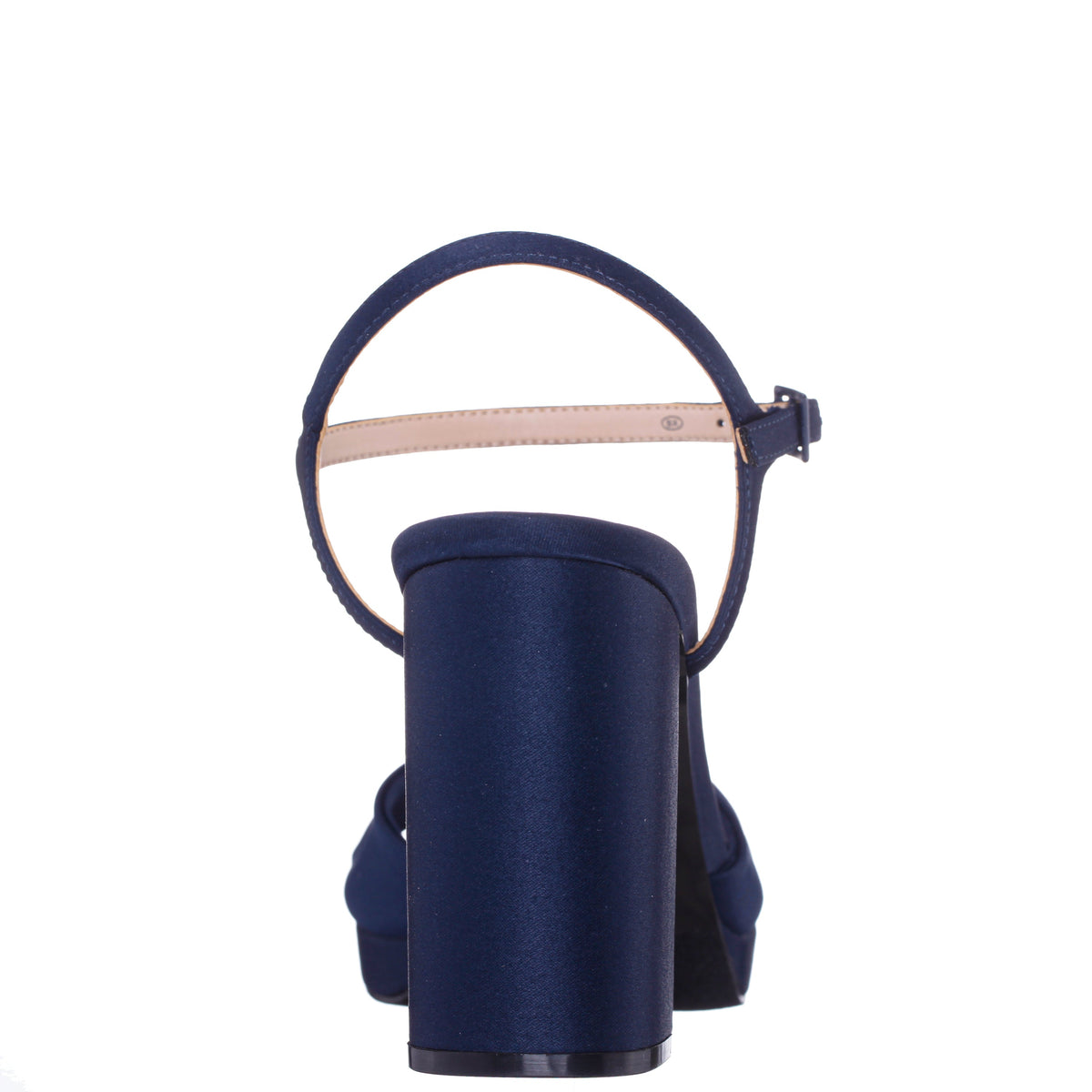 Nina Shoes Suzon Navy Satin Block Mid-Heel Platform Sandal