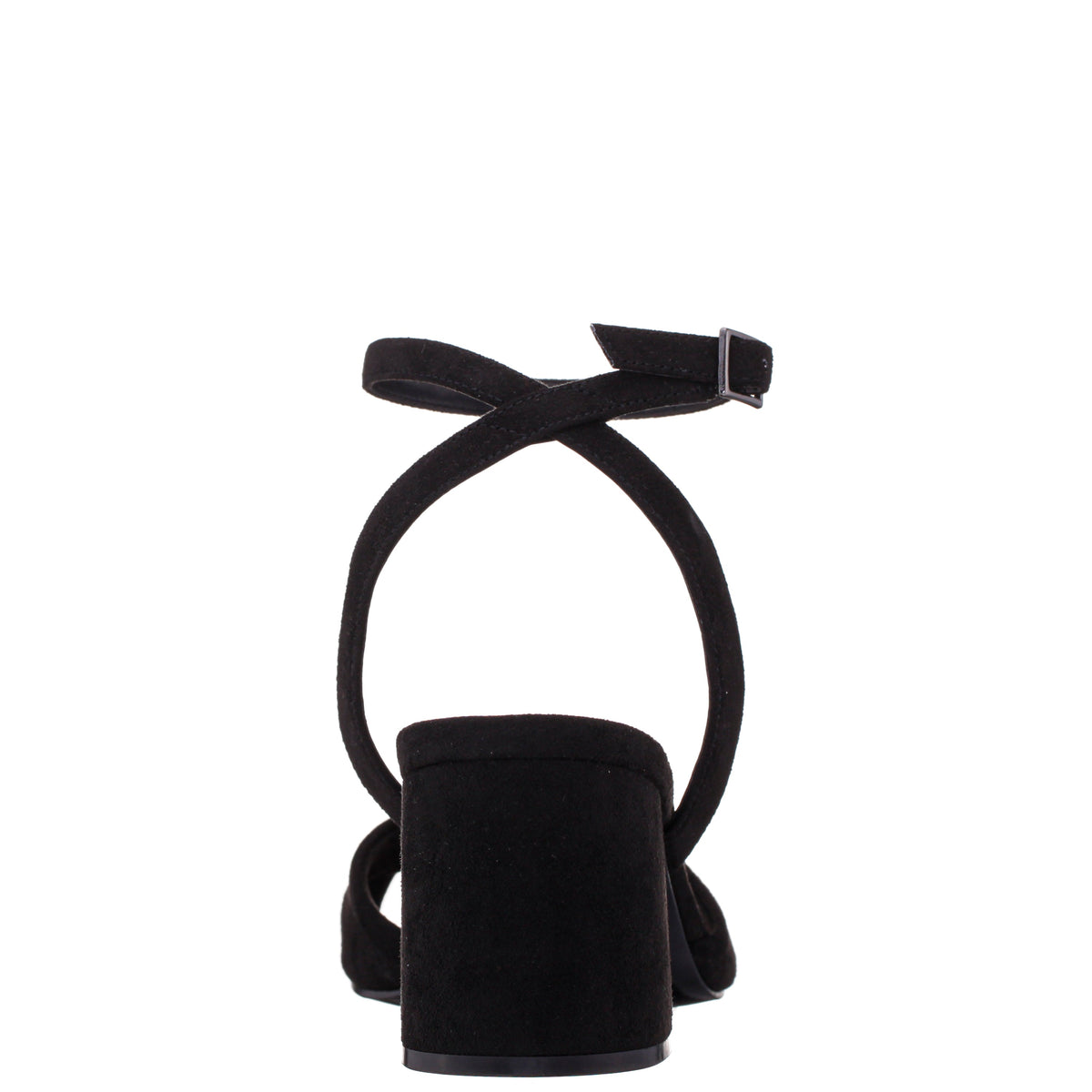 Nina Shoes Nigella Black Suedette Block-Heel Sandals with Ankle-Strap