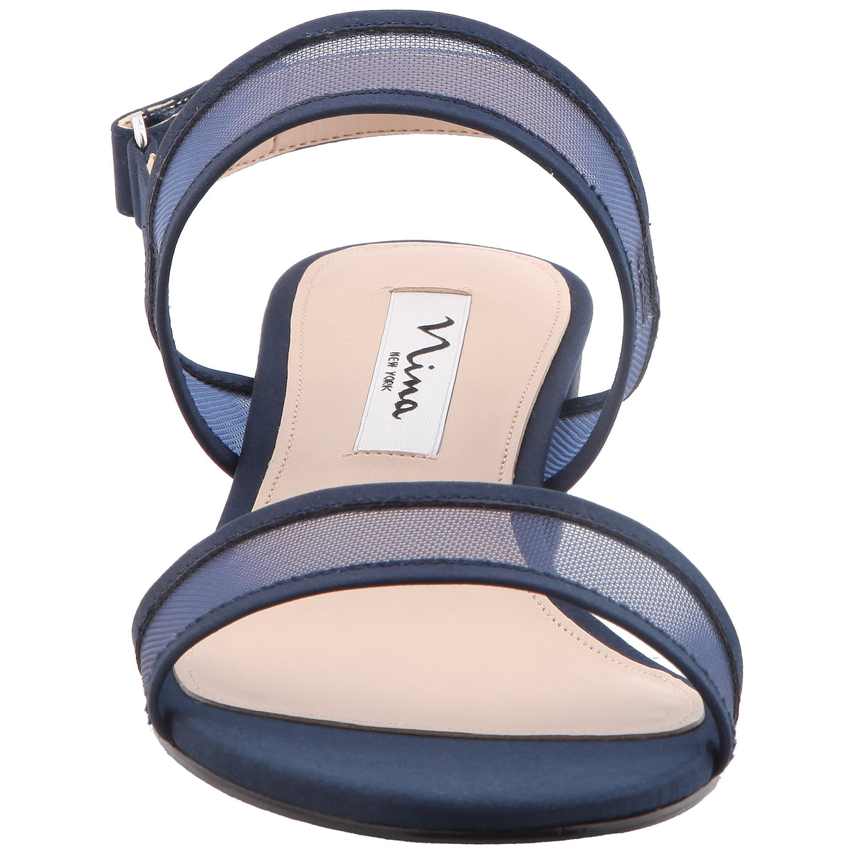 Nina Shoes Ganice Blue Satin with Mesh Block-Heel Hook & Loop Sandals