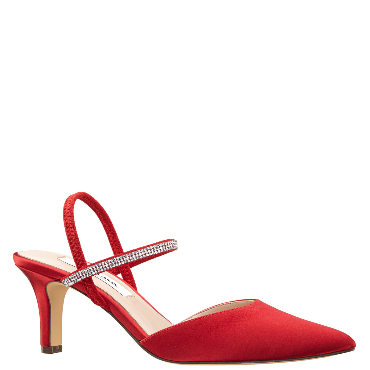 Nina Shoes Billie Red Satin Mid-Heel Pumps