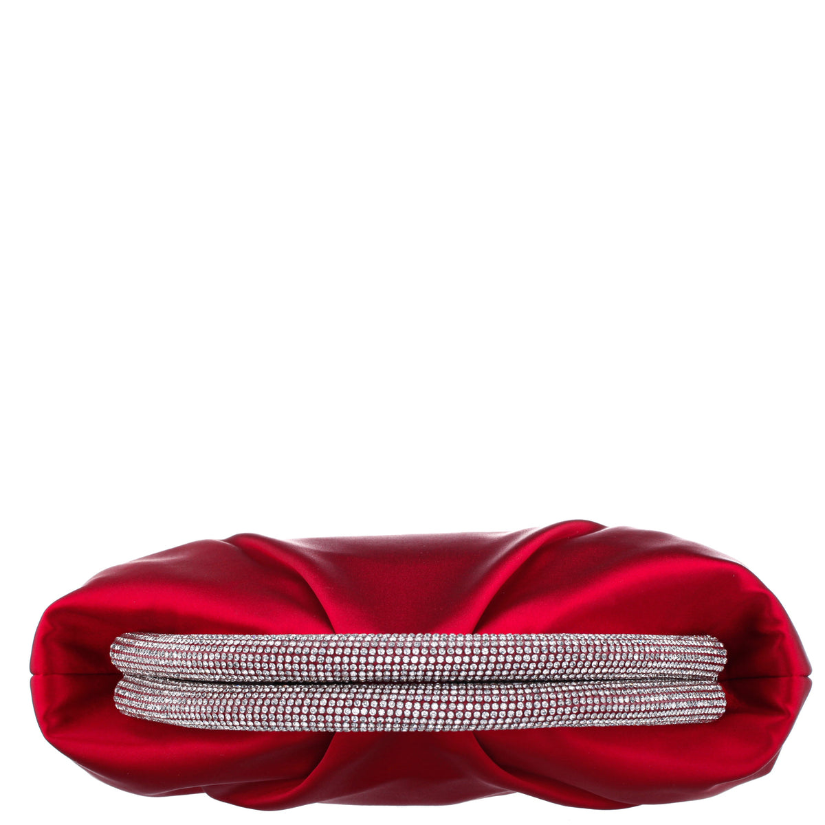 Nina Shoes Jane Red Satin/Glass Crystal Frame Clutch