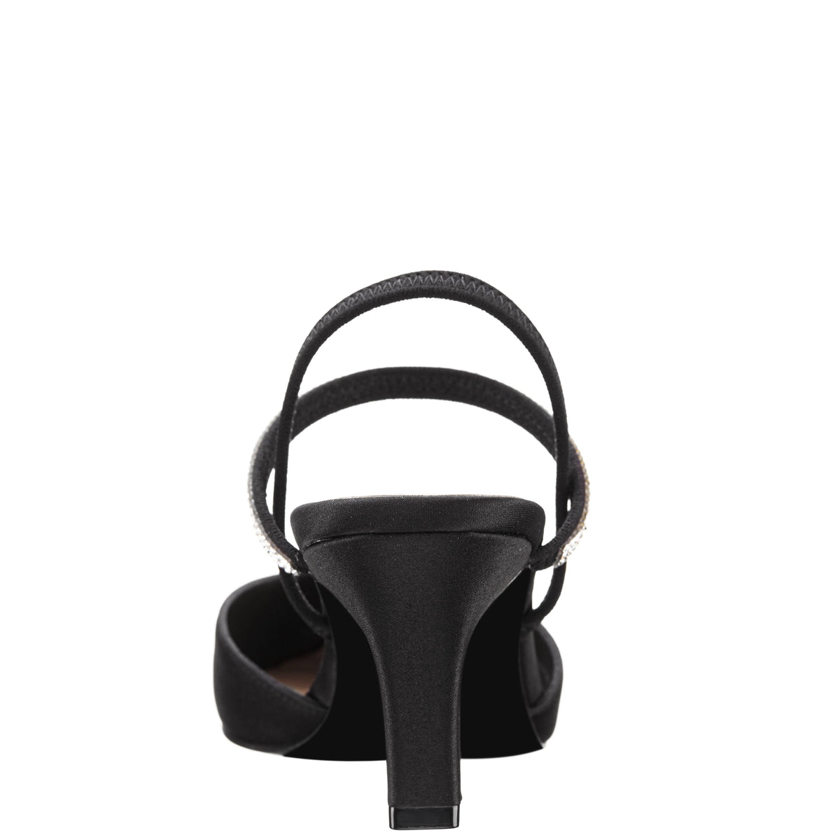 Nina Shoes Billie Black Satin Mid-Heel Pumps