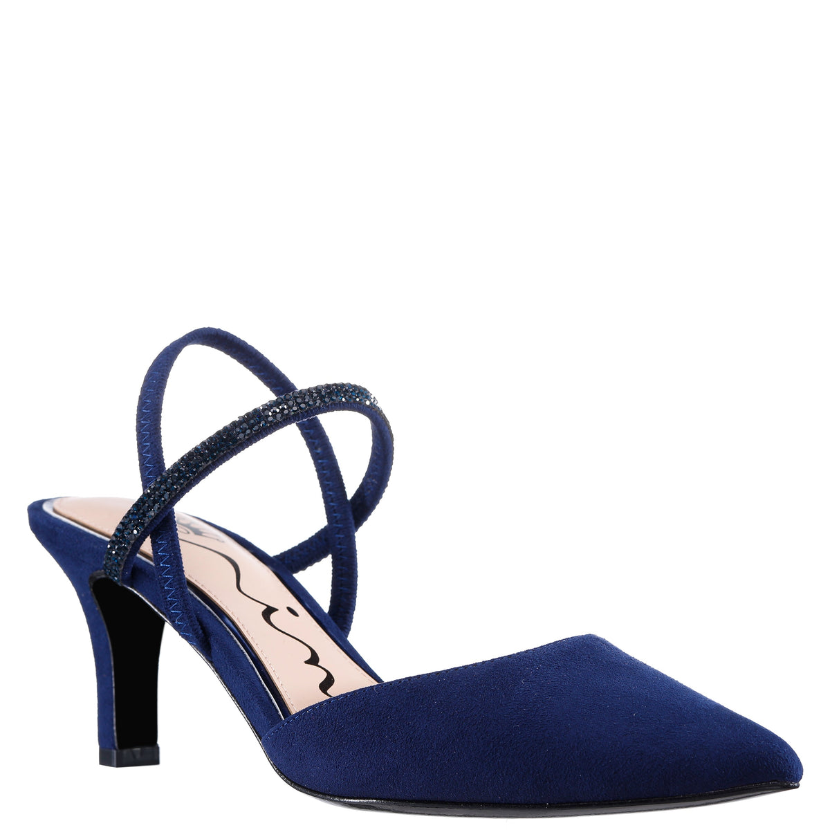 Nina Shoes Billie Blue Satin Mid-Heel Pumps