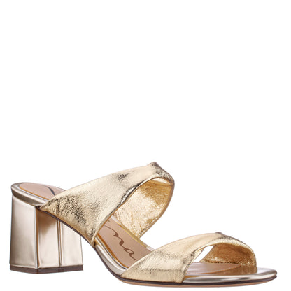 Nina Shoes Bassie Gold Metallic Block Heel Sandal