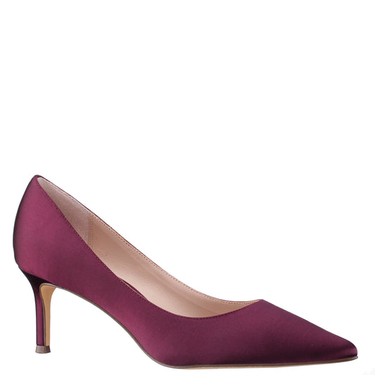 Nina Shoes Nina60 Bordeaux Satin Mid-Heel Classic Pump