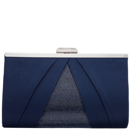 Nina Shoes Ophelia Blue Pleated Satin Frame Clutch