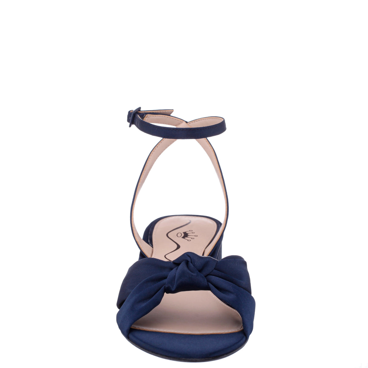 Nina Shoes Sulma Blue Satin Block-Heel Flat Sandals with Ankle-Strap