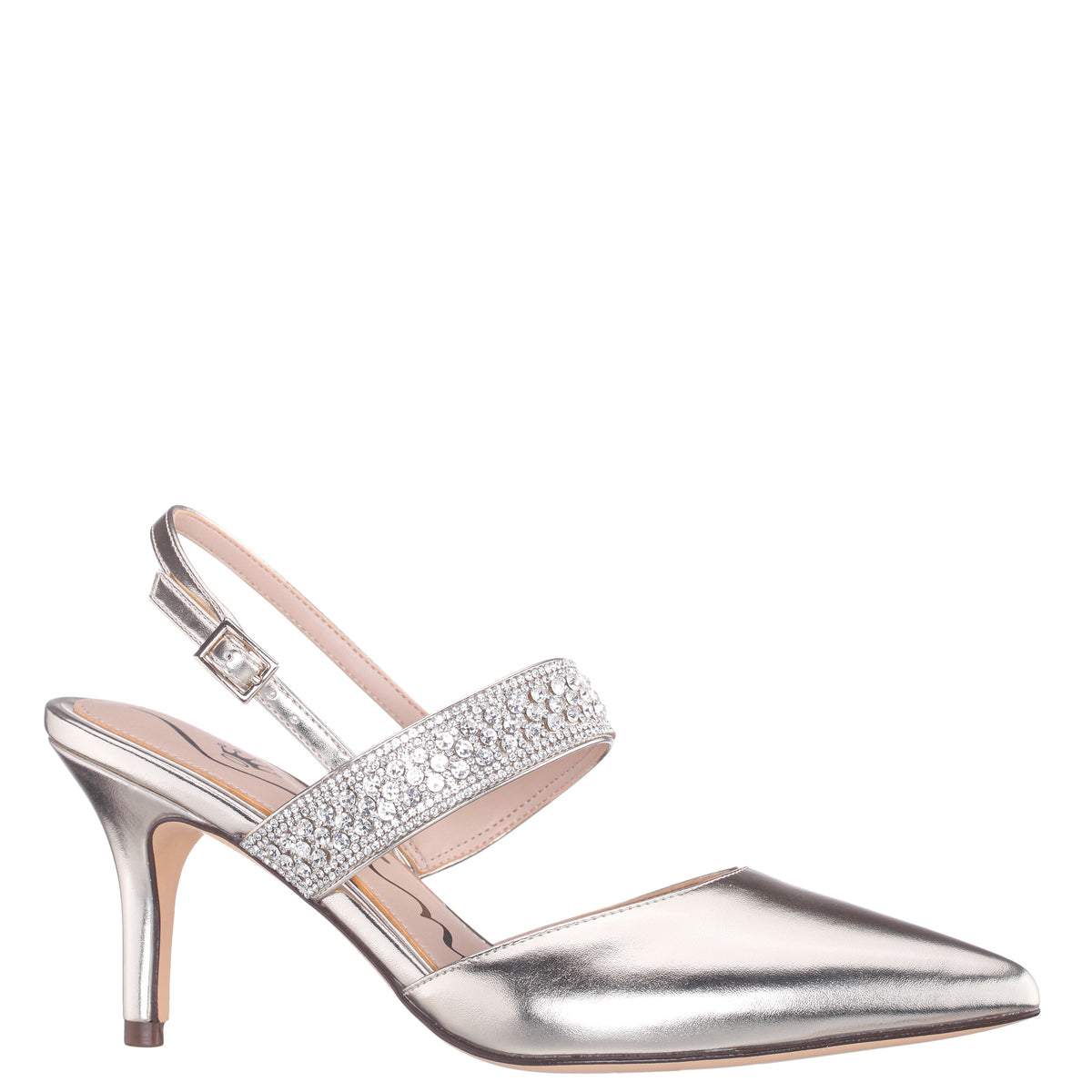Nina Shoes Trista Platino Metallic Sling Back Mid-Heel Pumps