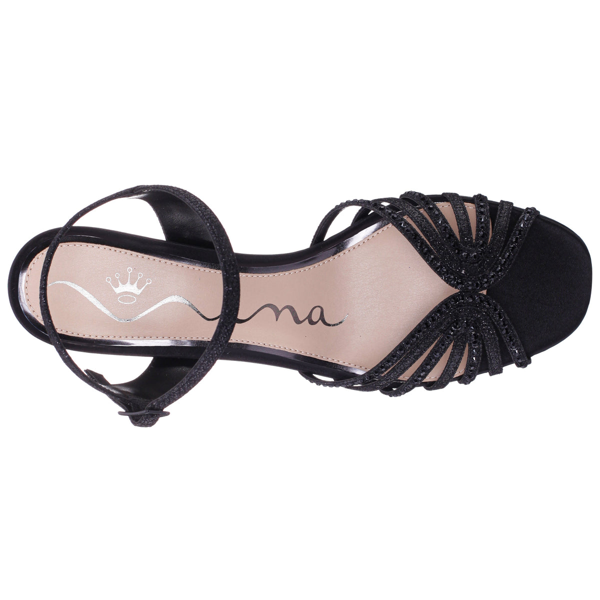 Nina Shoes Bryna Black Ankle Strap Mid-Heel Sandals