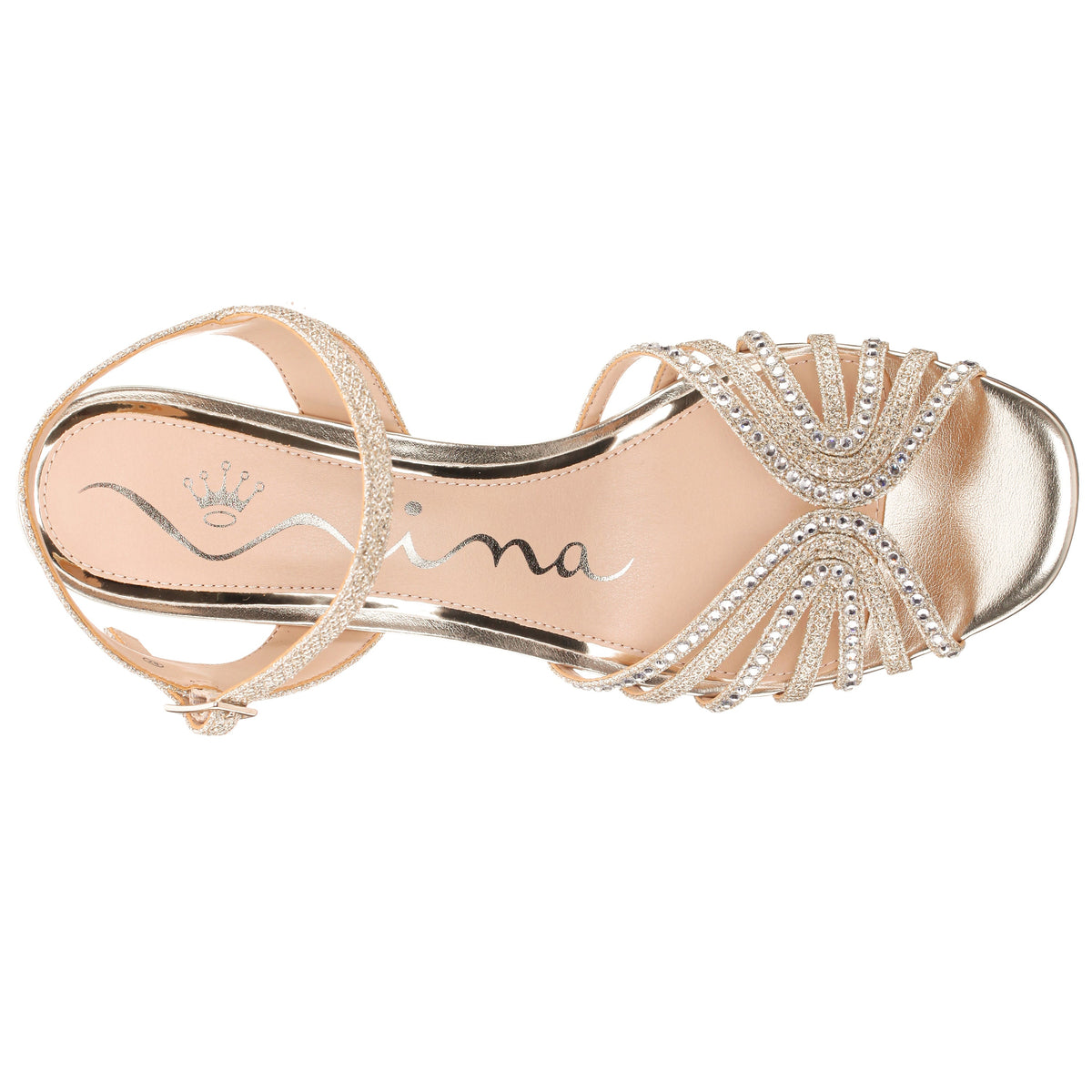Nina Shoes Bryna Soft Platino Ankle Strap Mid-Heel Sandals