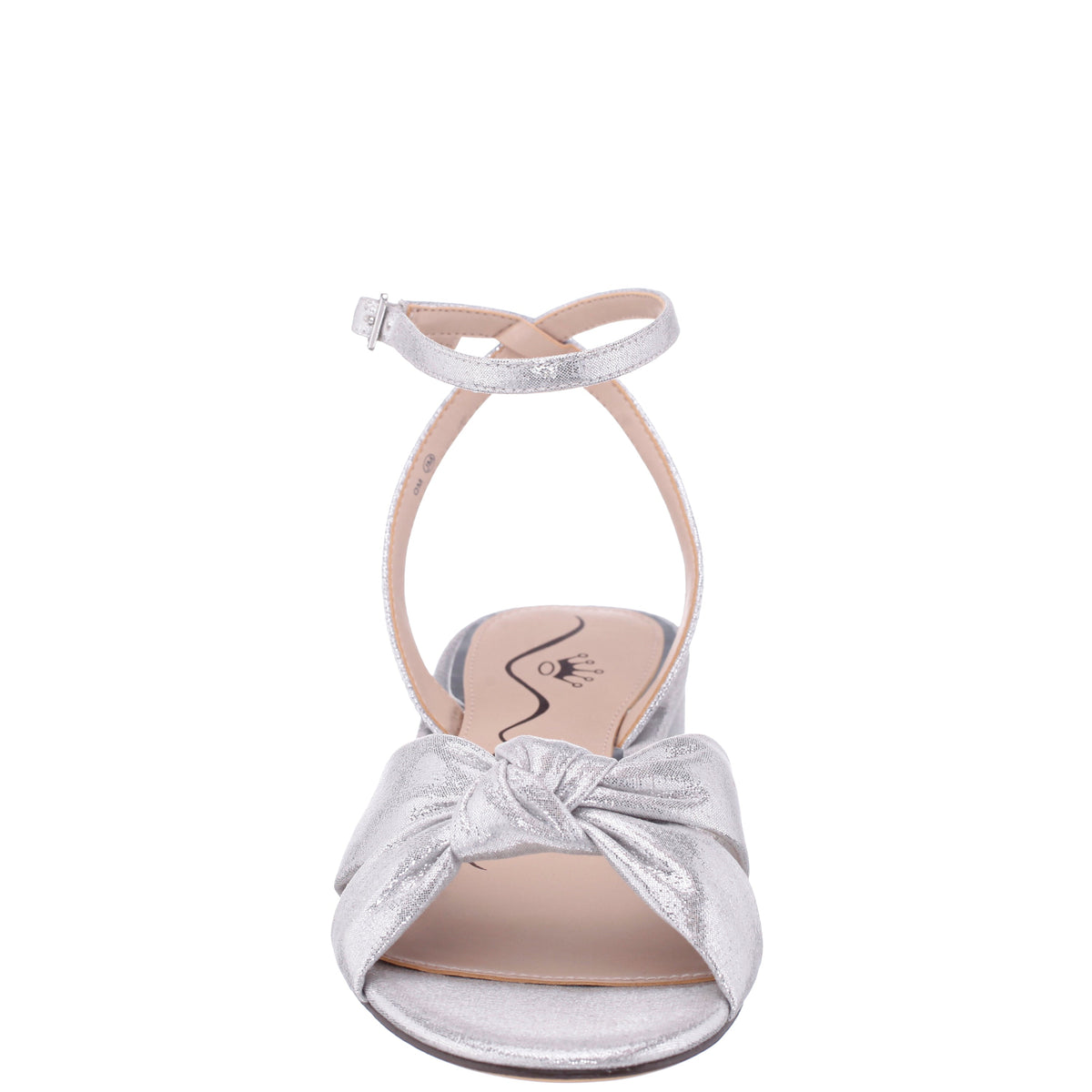 Nina Shoes Sulma Silver Metallic Suedette Block-Heel Flat Sandals with Ankle-Strap