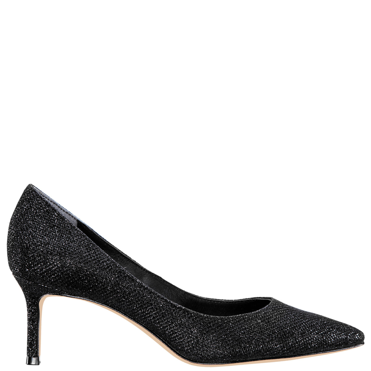 Nina Shoes Nina60 Noir Metallic Textured Mid-Heel Classic Pump