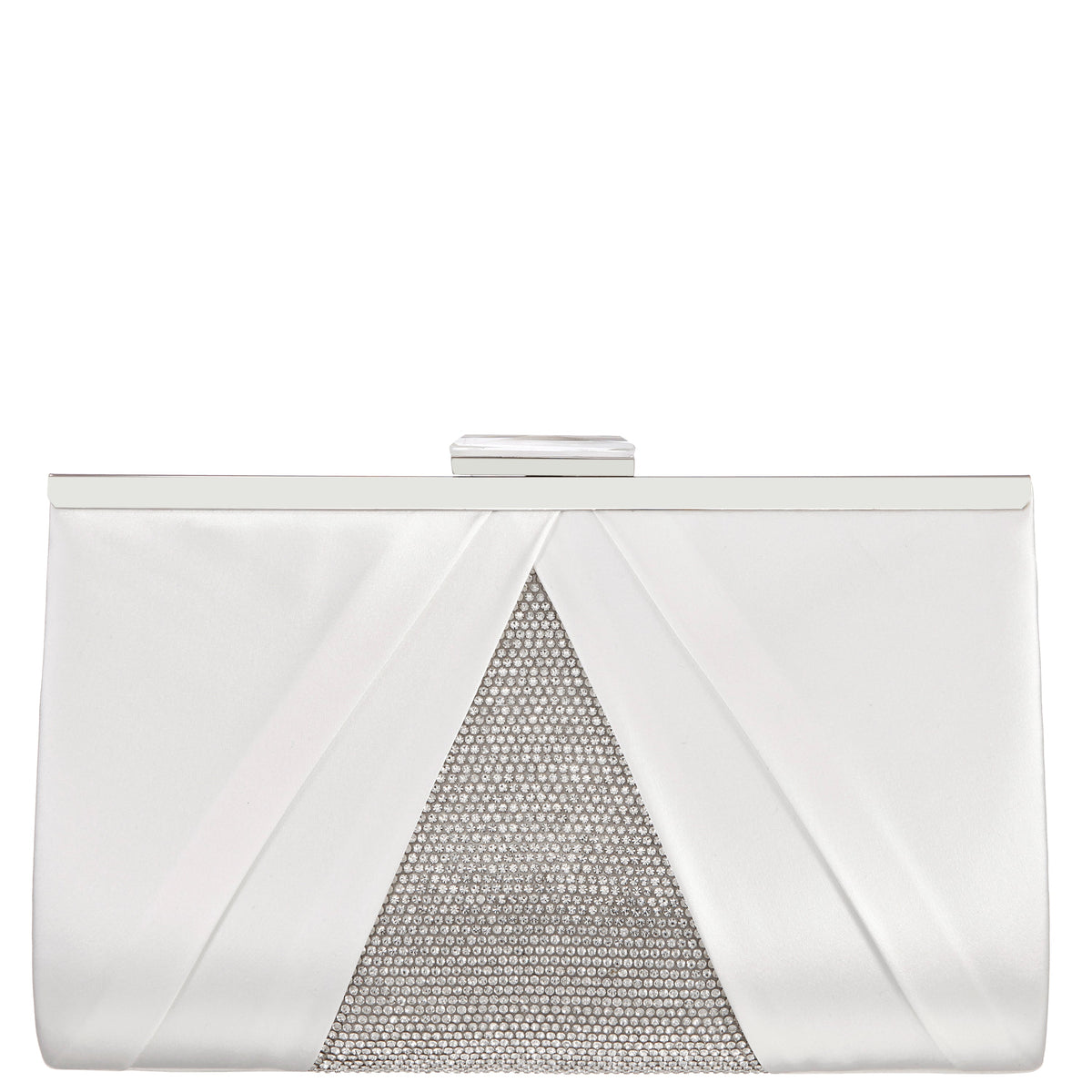Nina Shoes Ophelia White Pleated Satin Frame Clutch