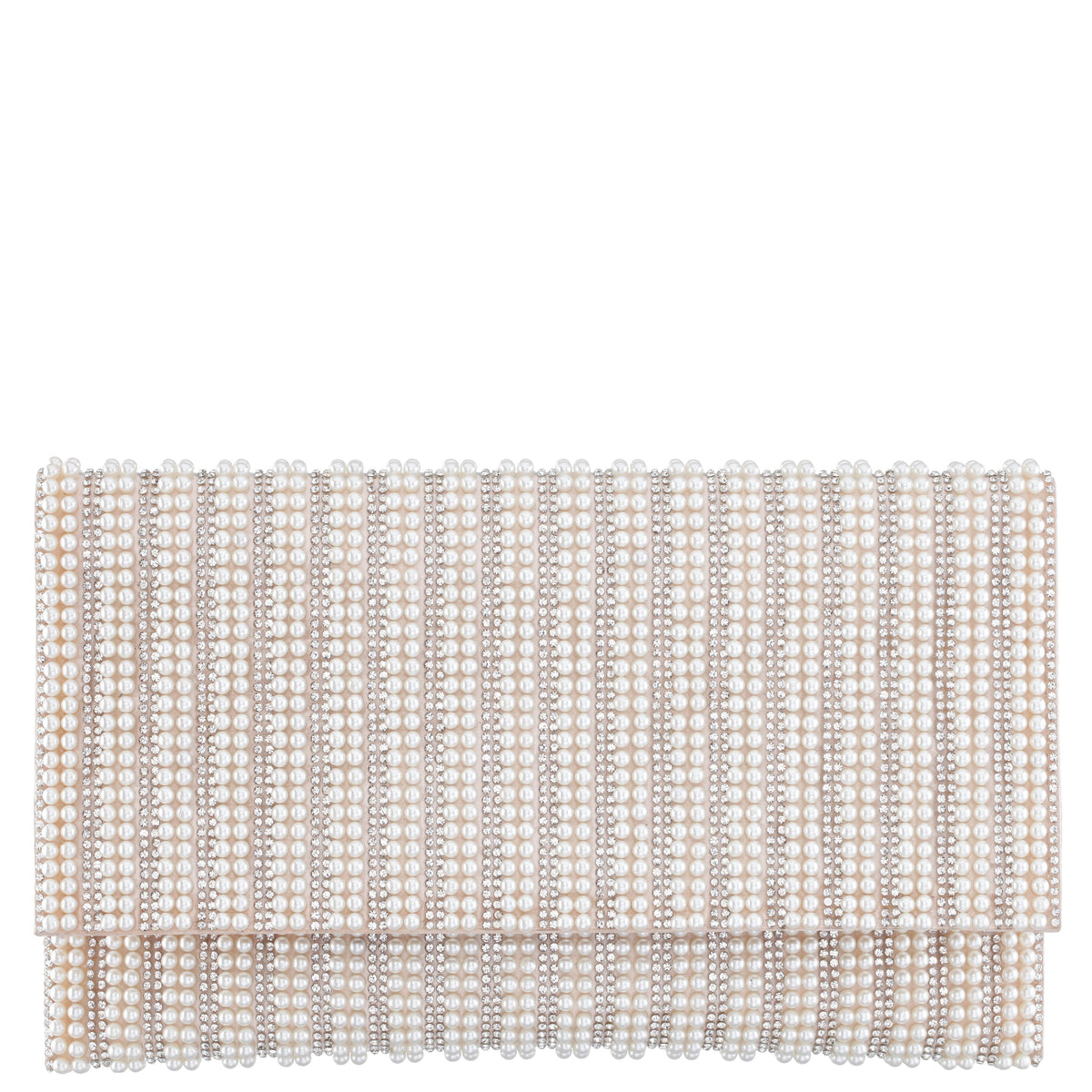 Nina Shoes Kimora White Allover Pearl/Crystal Envelope Clutch