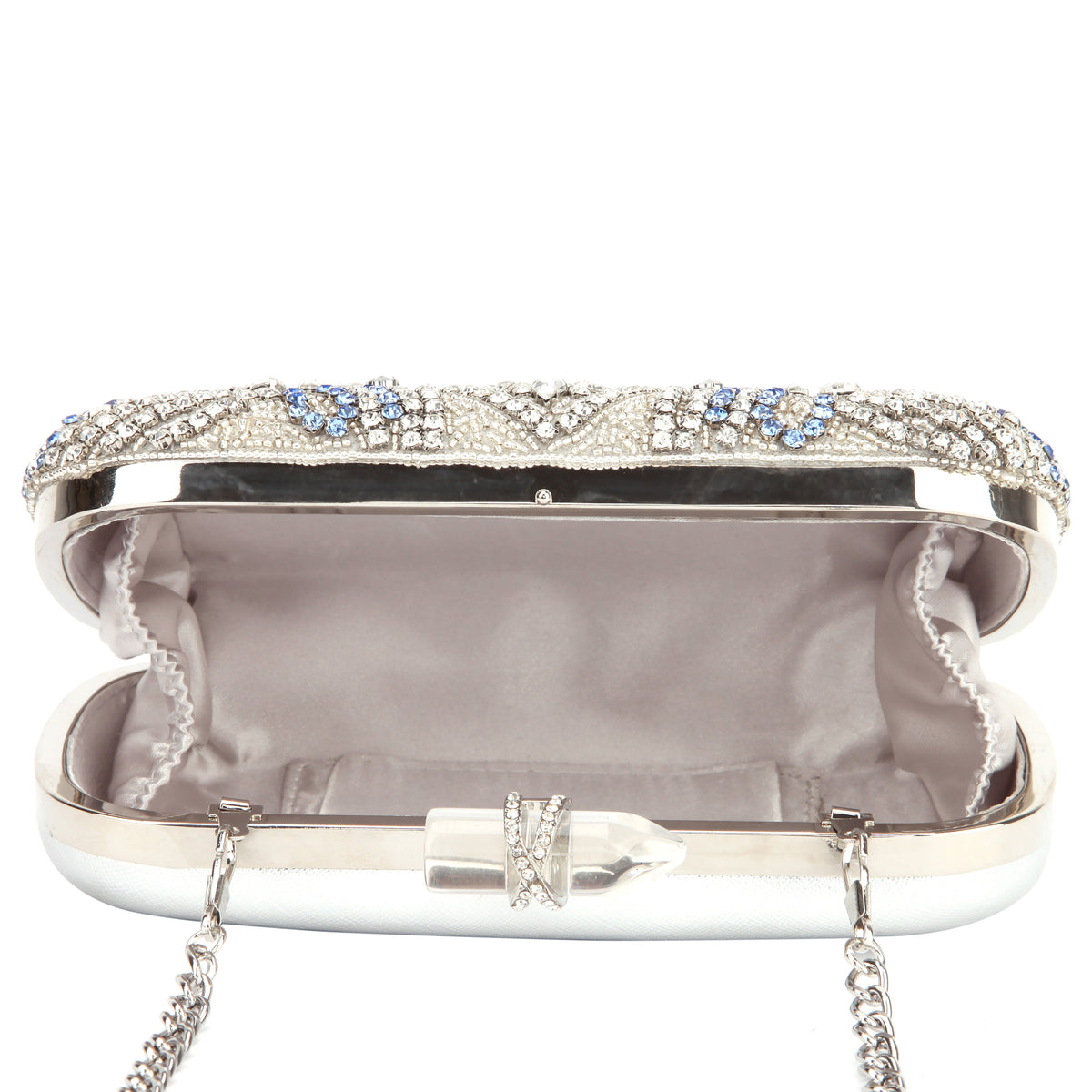 Nina Shoes Gelsey Silver Crystal Embellished Minaudiere