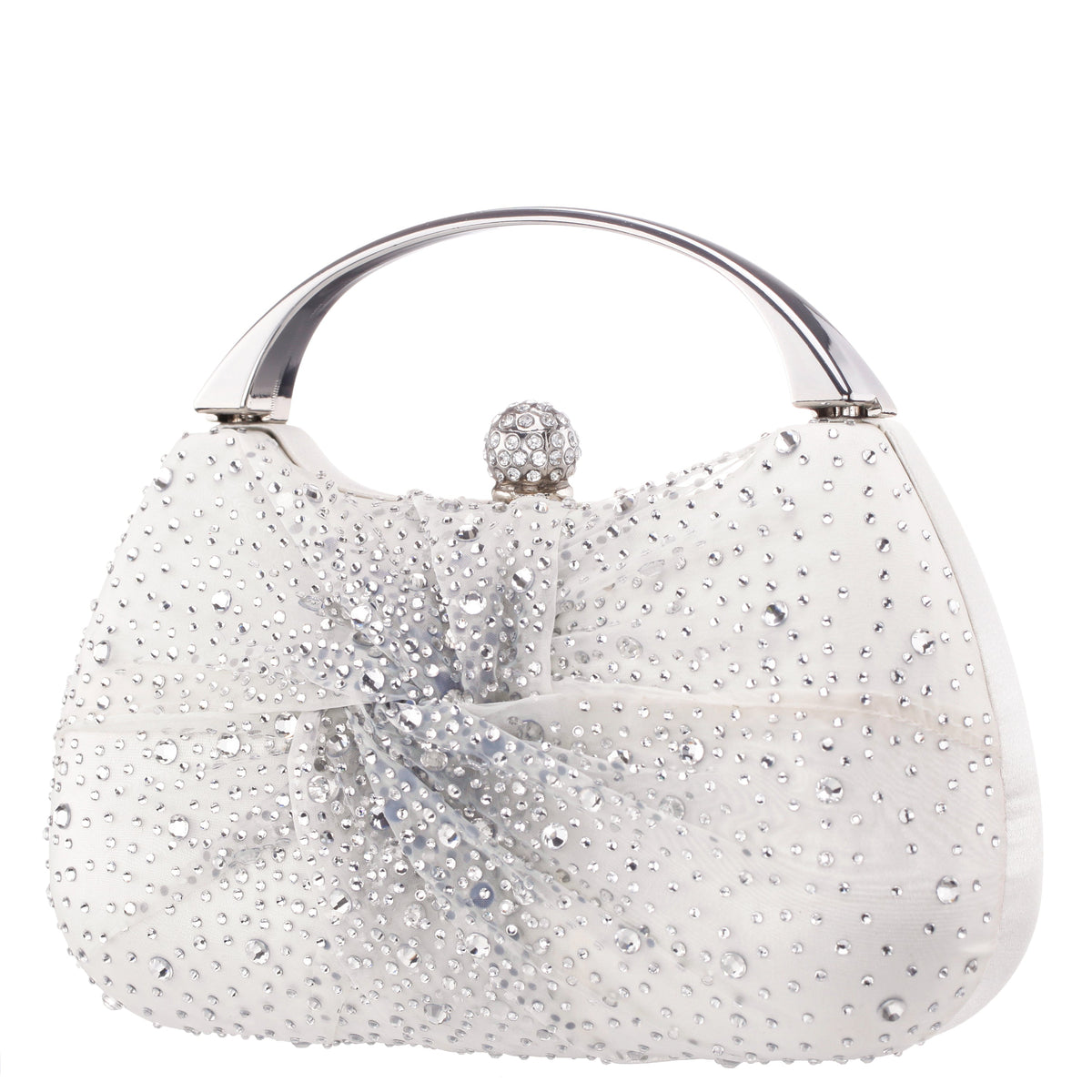 Nina Shoes Brando-Cc Beige Chiffon/Satin/Glass Crystal Minaudiere