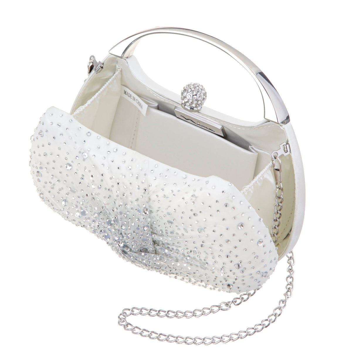 Nina Shoes Brando-Cc Beige Chiffon/Satin/Glass Crystal Minaudiere