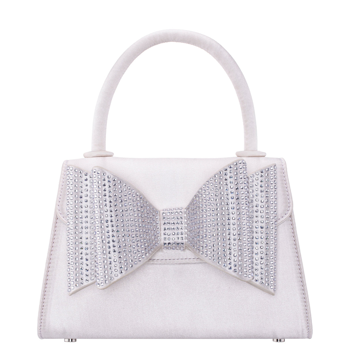 Nina Shoes Alila Beige Satin/Glass Crystal Satchel Bag