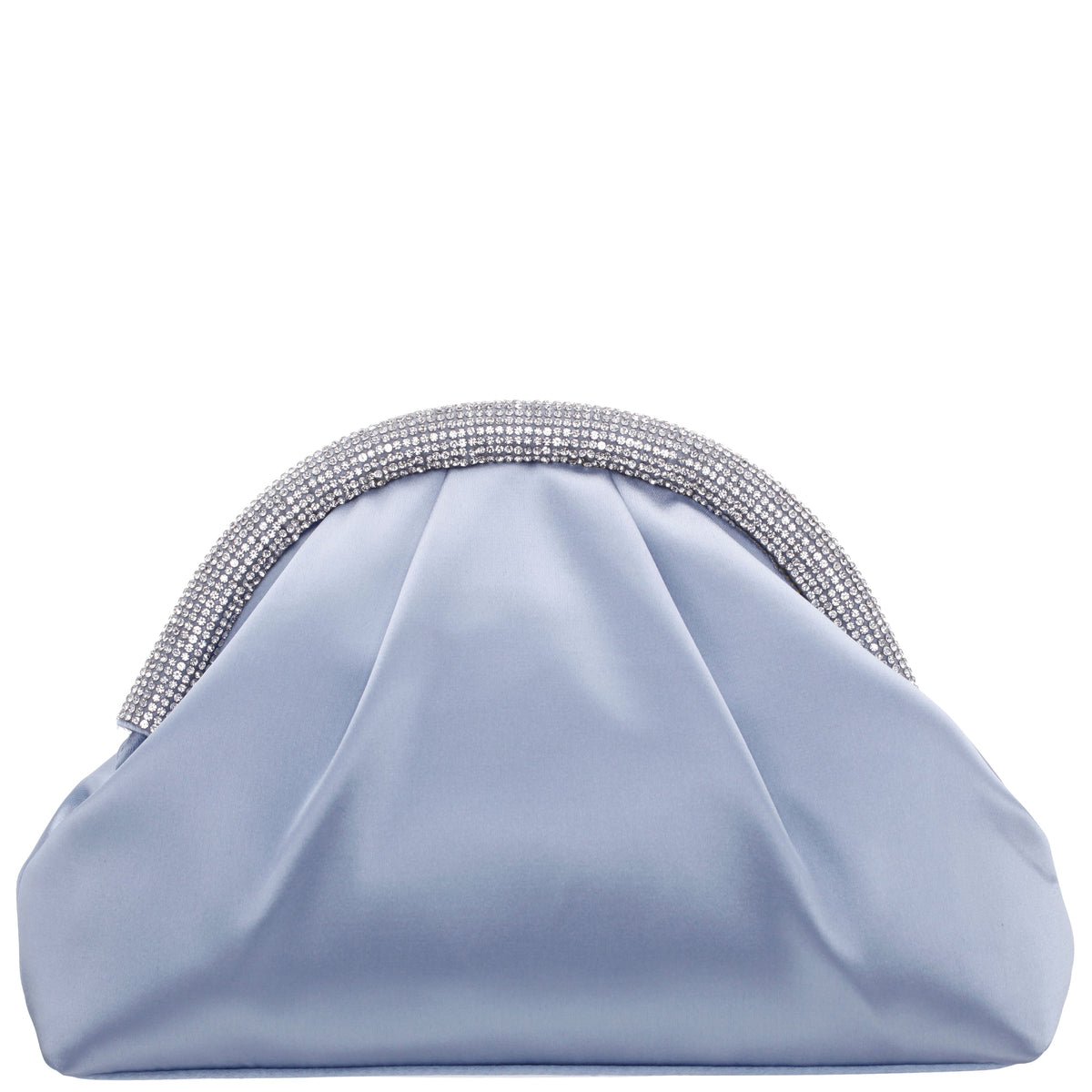 Nina Shoes Jane Blue Satin/Glass Crystal Frame Clutch