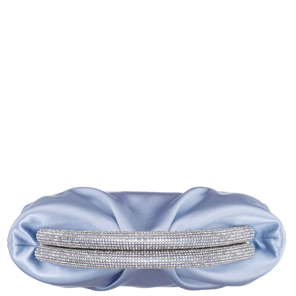 Nina Shoes Jane Blue Satin/Glass Crystal Frame Clutch