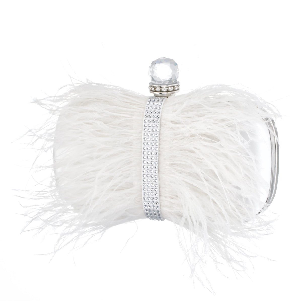 Nina Shoes Lara White Feather Embellished Minaudiere