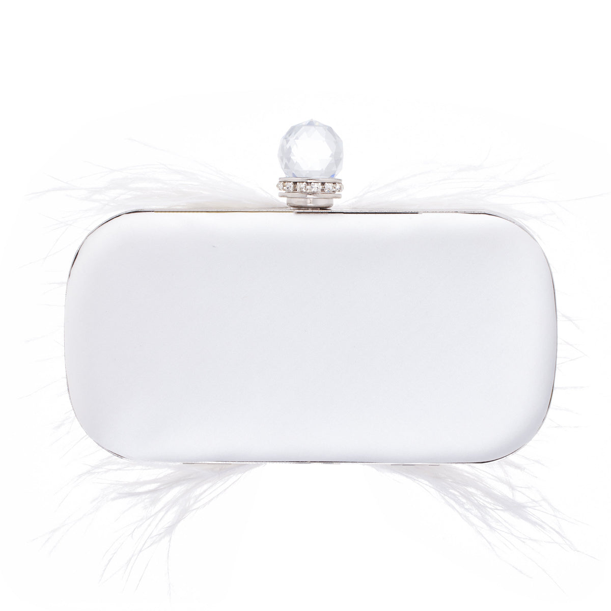 Nina Shoes Lara White Feather Embellished Minaudiere
