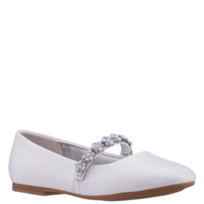 Nina Shoes Girls Joansie White Smooth Ballet Dress Shoe