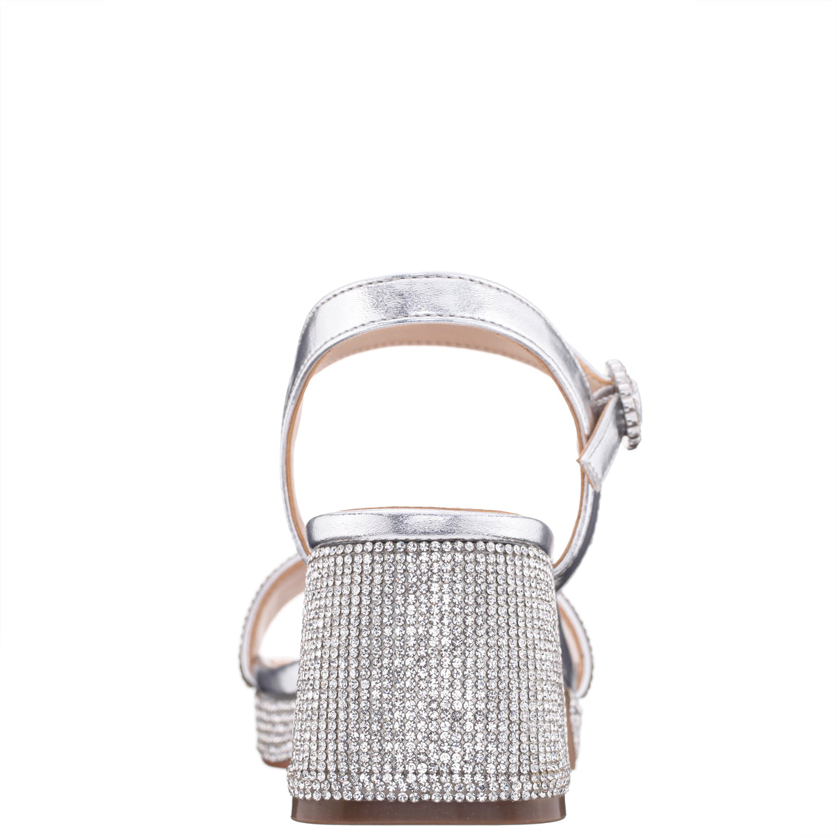 Nina Shoes Girls Marysol Silver Metallic Rhinestone Platform Dress Sandals