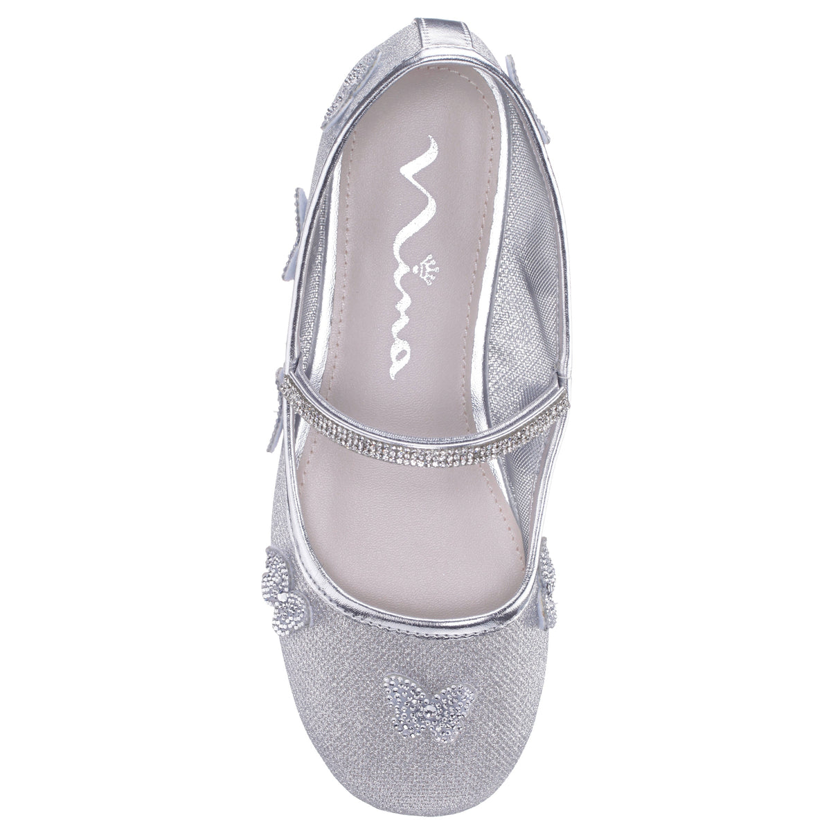 Nina Shoes Girls Noula Silver Mesh Ballet Shoe