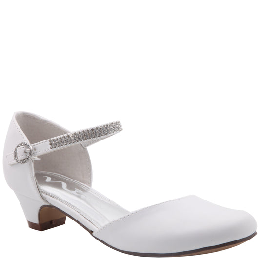 Nina Shoes Girls Cera White Dress shoes with Rhinestones