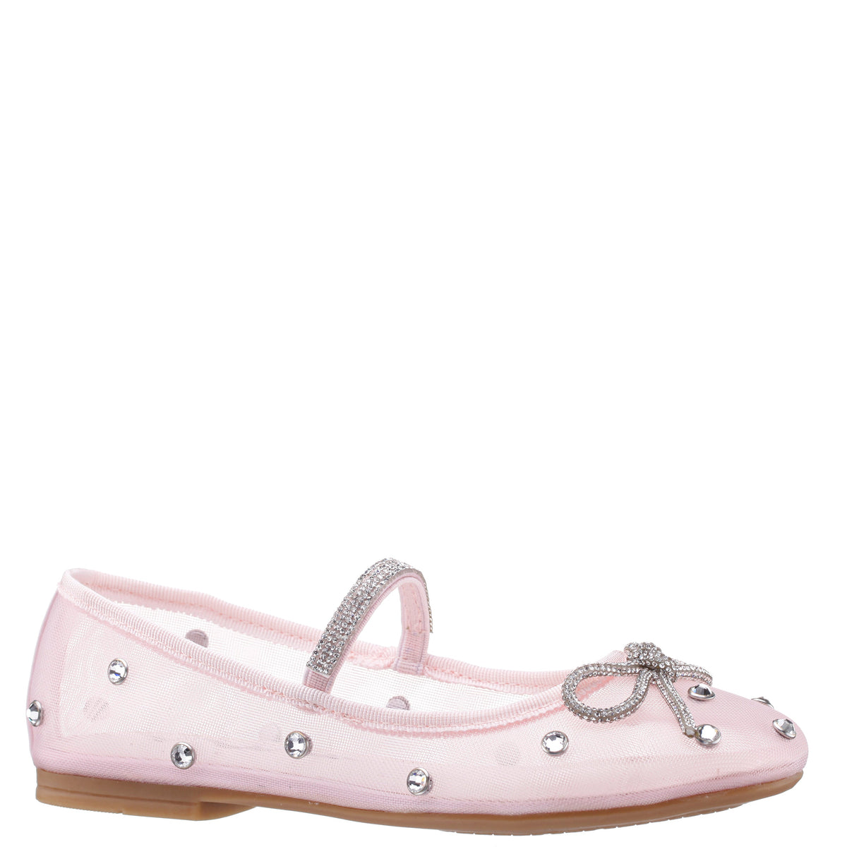 Nina Shoes Girls Leva Pink Rhinestone Mesh Ballet Flats