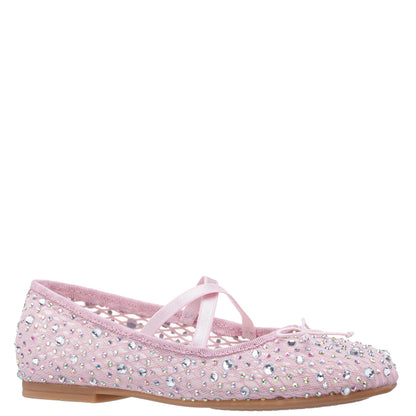 Nina Shoes Girls Hadley Pink Rhinestone Mesh Ballet Flats