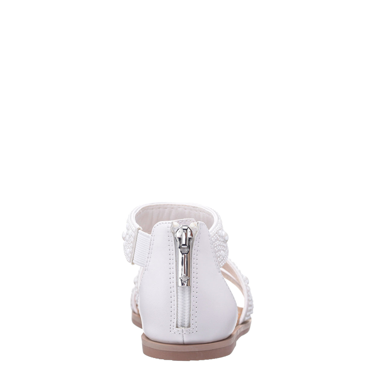 Nina Shoes Girls Analeigh White Zip Back Pearl Sandals