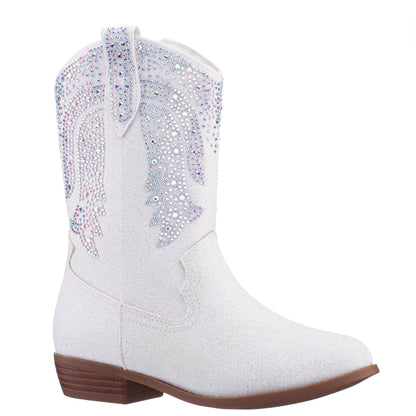 Nina Shoes Girls Hawley White Heel Cowboy Boots