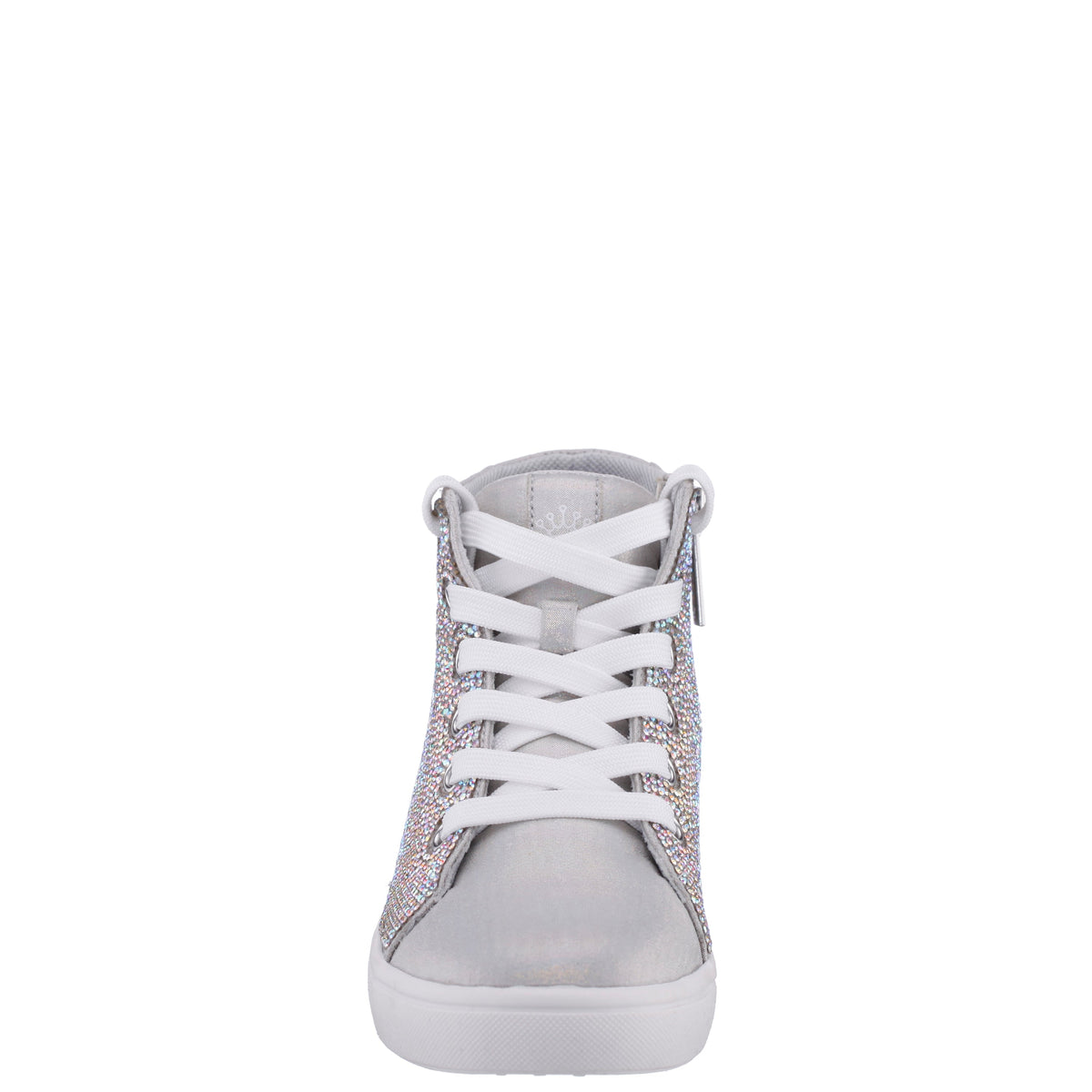 Nina Shoes Girls Kula Silver Crystal Side Zip High Top Sneaker