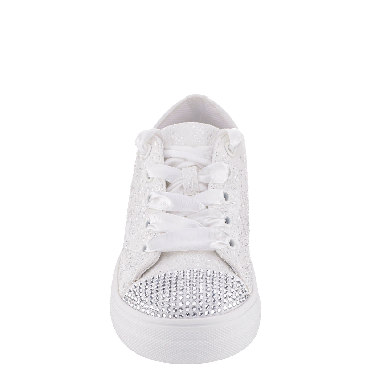 Nina Shoes Girls Monika White Glitter Lace Tie Sneakers