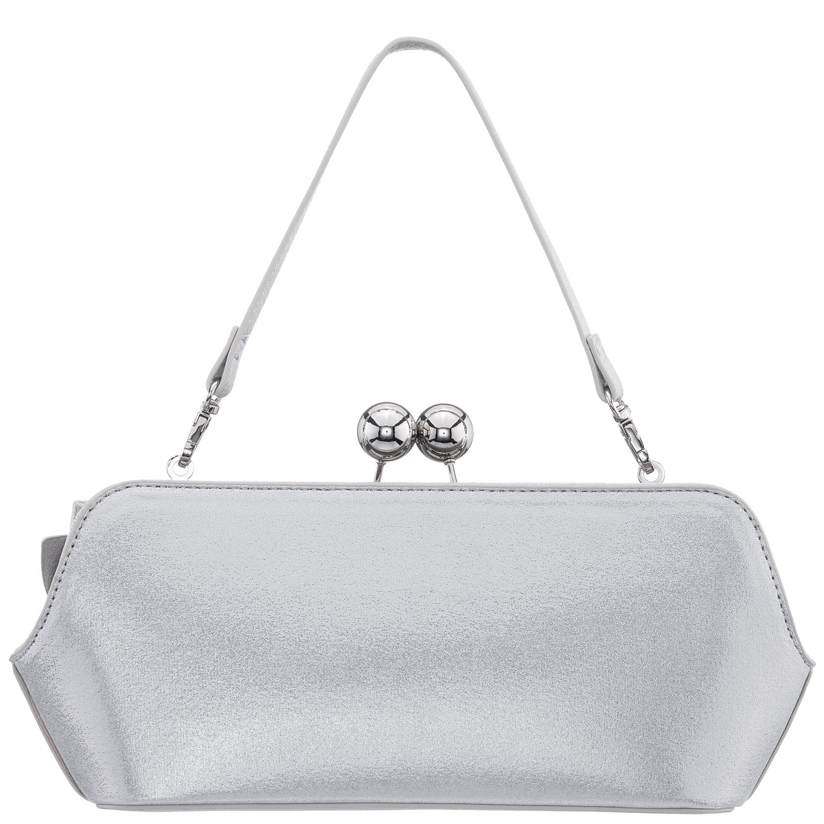 Nina Shoes Kenji-M True Silver Reflective Suedette Frame Clutch