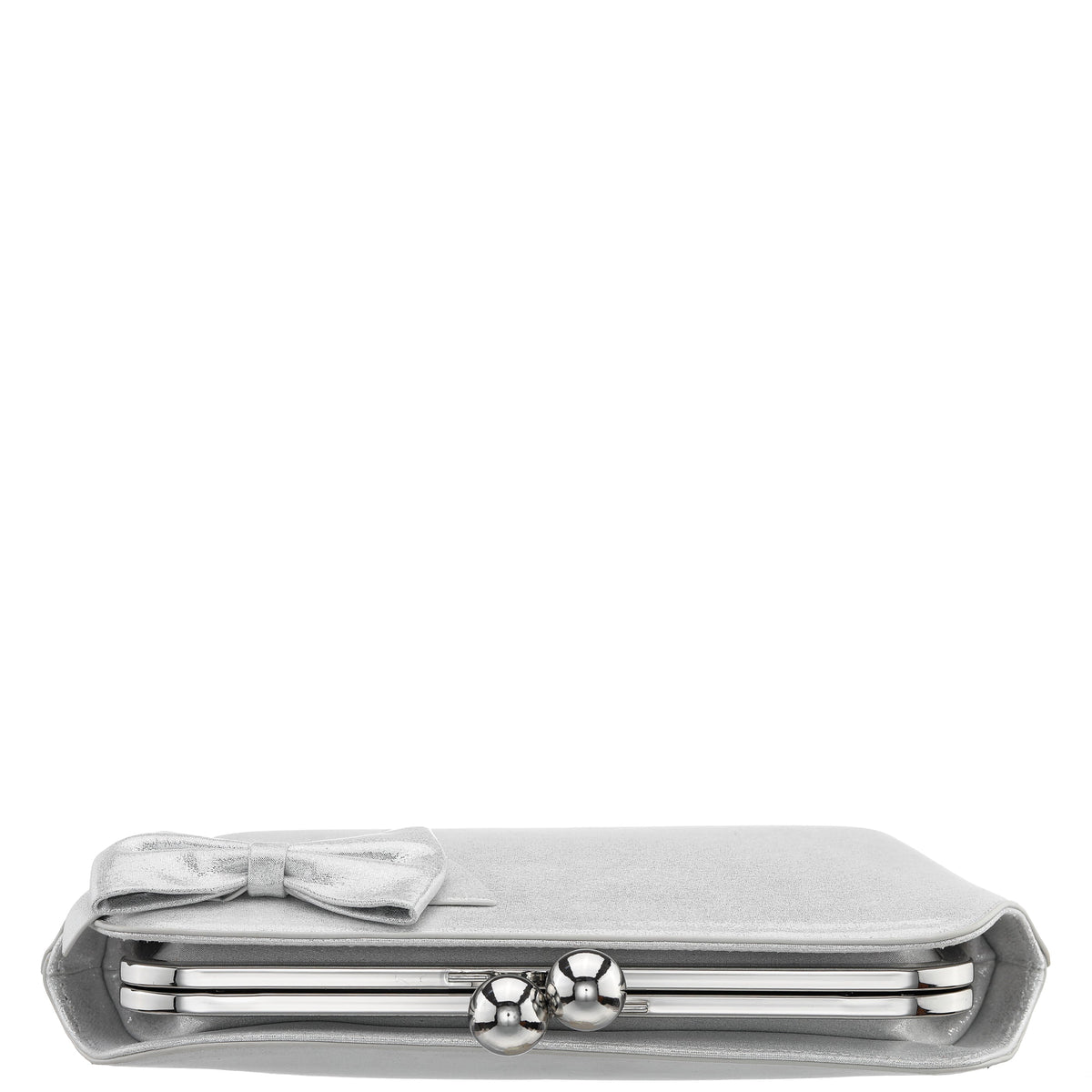 Nina Shoes Kenji-M True Silver Reflective Suedette Frame Clutch