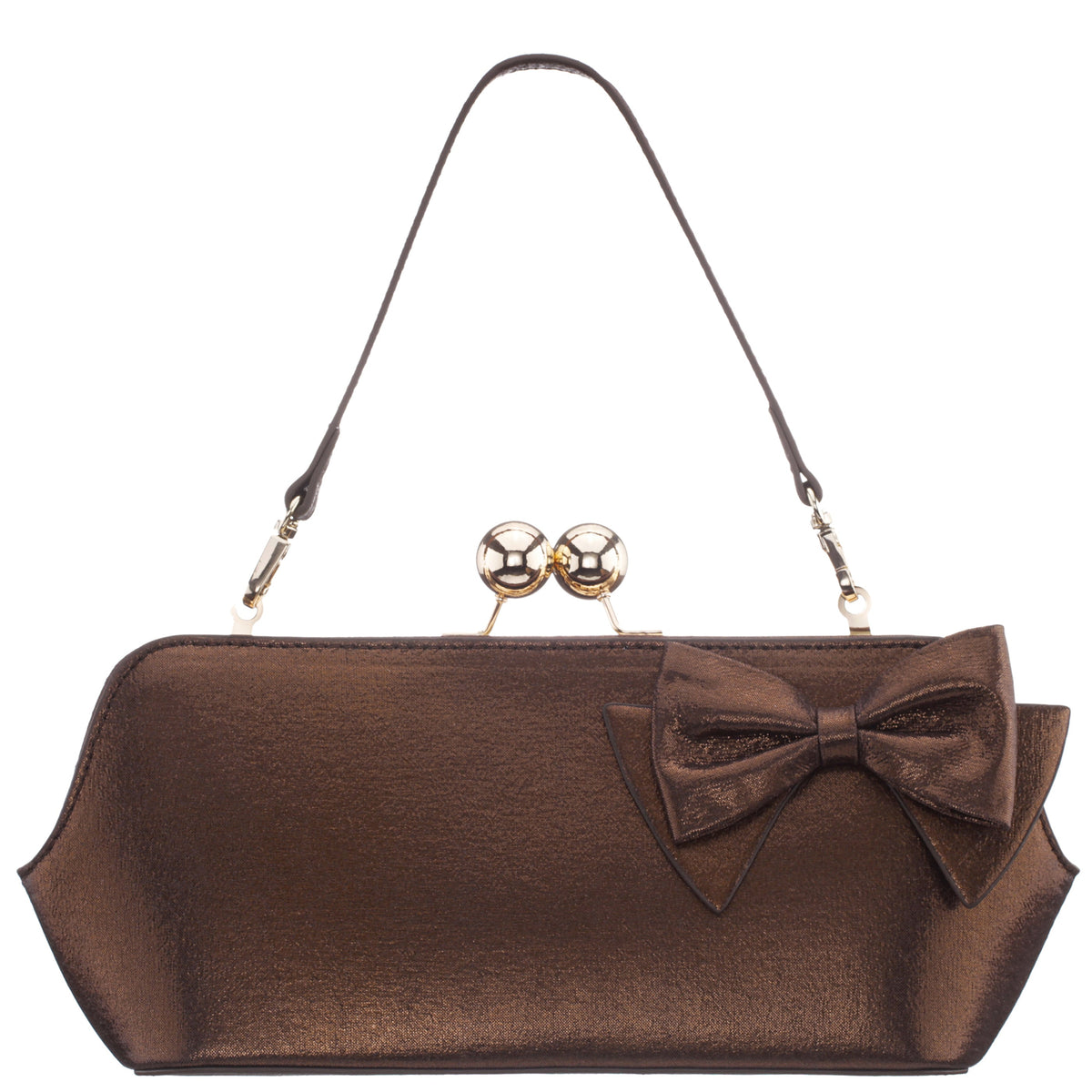 Nina Shoes Kenji-M Brown Reflective Suedette Frame Clutch